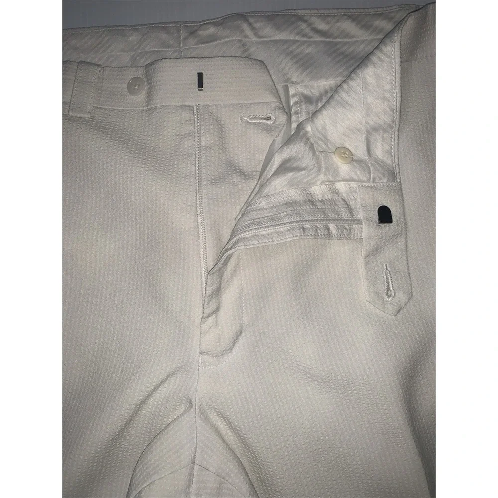 Lauren Ralph LRL Pants Mens 40x30 Pique Off White Straight Lined Classic Preppy